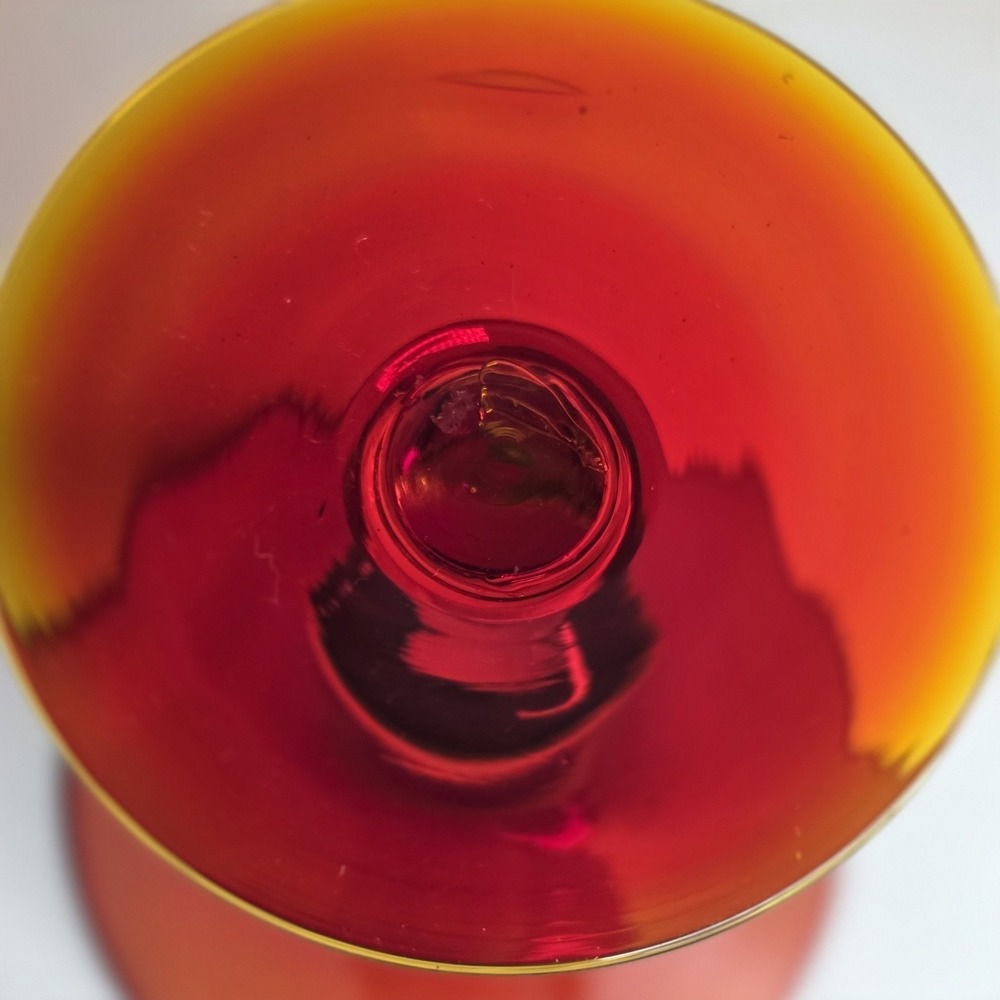 Set of 4 Small Amberina Martini Glasses Cadmium Red Orange Yellow - Picture 6 of 7